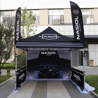 Tenda Promosi Pasokan Lintas Negara, Stan Luar Ruangan, Kanopi Lipat Empat Sudut untuk Pameran 3m X 3m, Aluminium Alloy 300D Oxford