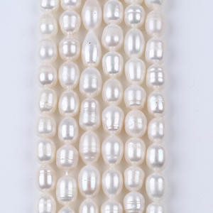 8-9mm Rice Beads Natural <b>Freshwater</b> White Pink Colored <b>Pearls</b> Loose Beads for DIY Necklace <b>Bracelet</b> Material - Product Image 2