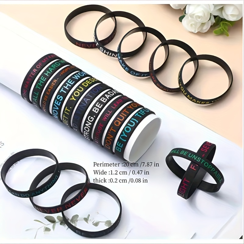 Pack De 28 Pulseras Motivadoras En Alemán Con Citas Inspiradoras – Silicona Ajustable, Regalo Positivo Para Niños Y Adolescentes