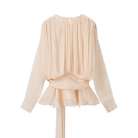 Robe Longue D'Été Chic et Vintage 2025 pour Femme, à Manches Longues, Brillante et Courte avec Technique Plissée