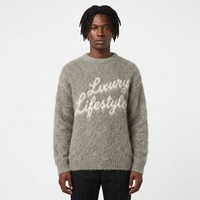 Pull à col rond pour homme avec logo personnalisé OEM, motif floral, tricoté, décontracté, hiver, en mohair, anti-boulochage, séchage rapide