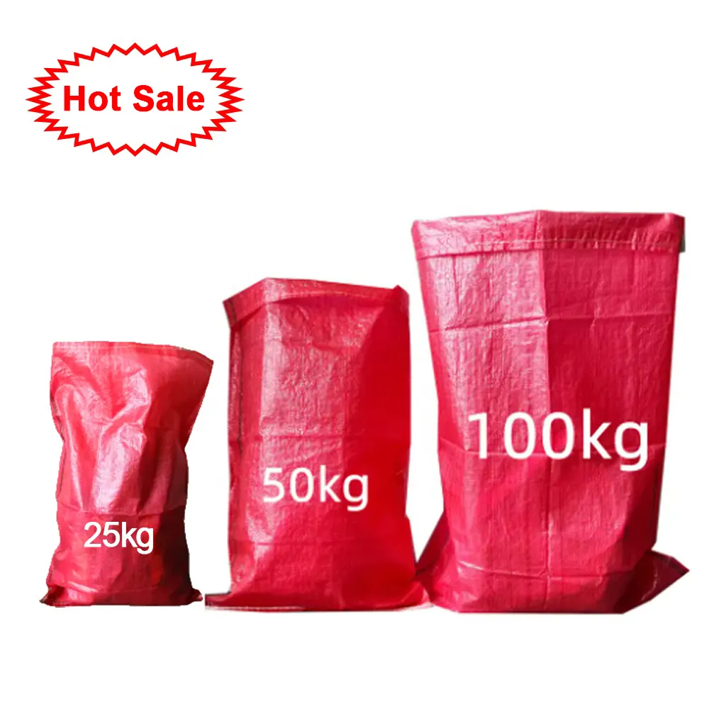 Sacos de rafia polipropileno de 50 kg rojo 40 kg 25 kg laminado vermelho pp saco de ráfia saco polipropileno 25 kg 50 kg 60kg 100kg