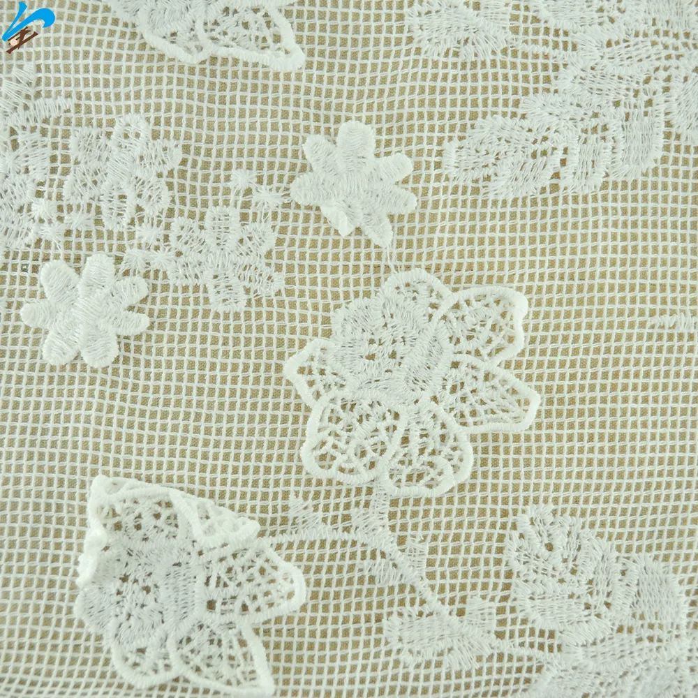 Personalizado de alta calidad de afinidad diseño de flores patrón floral tela de algodón bordado tela de malla de encaje para la ropa de mujer