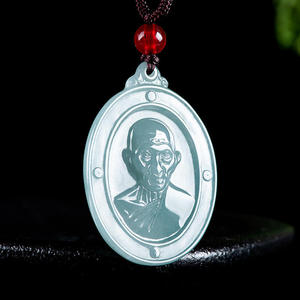 Pendentif Bouddha en Jade Bleu Naturel KHUNPAN, Asie du Sud-Est, UNISEXE, Design Original, Cadeau avec Certificat d'Expertise FG65 - Product Image 5