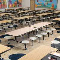 Table de cantine scolaire rectangulaire 12 places et chaise ensemble de table à manger pliable en bois