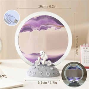 Quicksand ภาพวาดโคมไฟตั้งโต๊ะ 3D ภูมิทัศน์ทรายทะเลน้ําลึกในการเคลื่อนไหวจอแสดงผลไหลกรอบทราย LED โคมไฟนาฬิกาทราย - Product Image 2