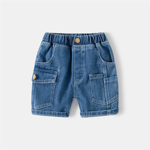 1 pièce Short en jean décontracté d'été pour bébé garçon, sans manches, à bretelles élastiques, avec étiquette personnalisée - Product Image 2