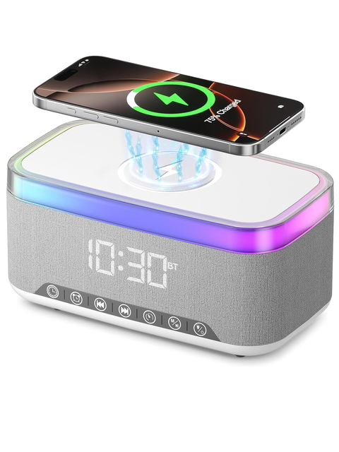 S300 Portable RGB LED Wireless BT Speaker Desktop Sound Box 15W power Wireless Phone Charger Clock Alarm dock display screen