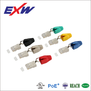Exw Chất lượng cao CAT5e CAT6 50μ lá chắn <span class=keywords><strong>RJ45</strong></span> 10p10c 8P8C kết nối <span class=keywords><strong>RJ45</strong></span> Ethernet phích cắm - Product Image 2