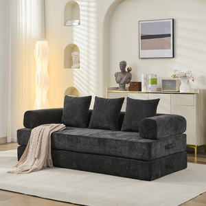 Comfy Modern Convertible Reclining <b>Foldable</b> Mattress <b>Sofa</b> <b>Bed</b> with Armrest Chenille Upholstery for Living Room - Product Image 4