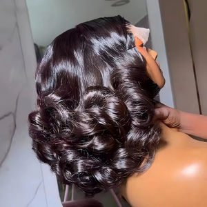 Perruques en <span class=keywords><strong>cheveux</strong></span> vierges vietnamiens 100% pré-épilées, densité 250, ombré, double trame, boucles rebondissantes, vague lâche, dentelle HD 13x4, sans colle - Product Image 3