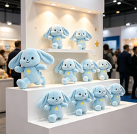 Peluche Lapin Bleu Mignon avec Décoration Étoile, Personnage de Dessin Animé, Poupée en Peluche pour Enfants, Collection, Vente en Gros