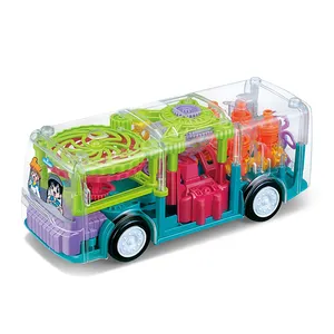 เด็กใสเกียร์รถบัสของเล่นแบตเตอรี่ดำเนินการรถยนต์ไฟฟ้าสากลขับรถที่น่าสนใจของเล่นรถบัสที่มีแสง