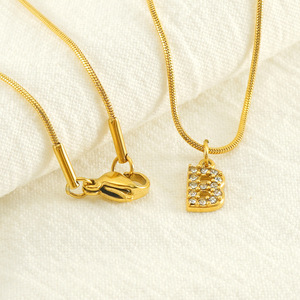 ZOGXIN Letter Necklace Gold Plated Rhinestone Alphabet Pendant Snake Chain For Women Fashion Jewelry Gift - Product Image 4