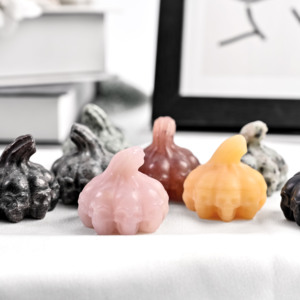Figuras de Calaveras de Calabaza Talladas en Piedras Preciosas Naturales de 8 Facetas, Cristales Pulidos para Regalo Espiritual o Decoración del Hogar - Product Image 2