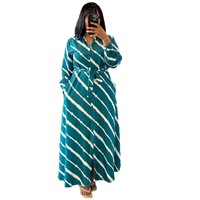 Robe longue à manches longues à rayures diagonales pour femmes grandes tailles, élégante et stylée, taille cintrée, nouvelle collection