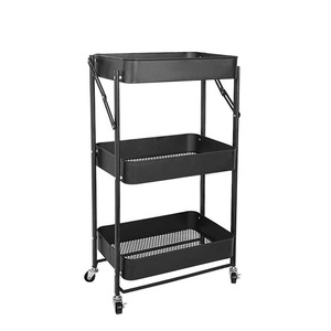 Multi Tier <b>Storage</b> Rack 3 <b>Shelf</b> Carbon Steel Rolling Cart <b>For</b> Bathroom <b>Kitchen</b> Bedroom Organizing Essentials With Wheels - Product Image 2