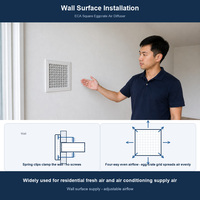 Grille de ventilation murale carrée en ABS avec amortisseur réglable et col de conduit rond pour la ventilation domestique CVC