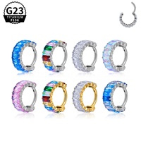 Créoles à clip en titane G23 ASTM F136, bleu dégradé Rock Candy, tendance, très vendues, pour piercing corporel, hypoallergéniques