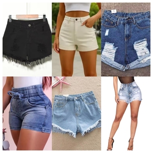 Cheap Price Women's Denim Shorts Distressed Washed Blue Black Solid Color Casual Summer Skinny Fit Frayed Hem <b>Jeans</b> Shorts - Product Image 3