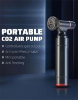 PRO-STAR Convenient Mini Aluminum Alloy CO2 Inflator Presta Valve Hand Pump High Pressure >160PSI Air Gauge Emergency Use 16g