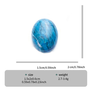 Grosir Batu Agate Biru Alami Oval 15x20mm, Cabochon Datar, Kristal Penyembuh, Perlengkapan Pembuatan Perhiasan Cincin, Bahan Kerajinan - Product Image 2
