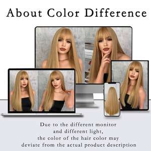 Perruque blonde avec frange perruque longue droite naturelle fibre résistante à la chaleur Pelucas toupet perruque de <span class=keywords><strong>cheveux</strong></span> synthétiques pour le quotidien et le cosplay - Product Image 6