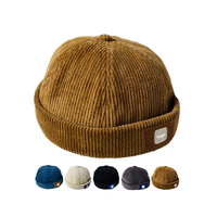 Chapeau Vintage en velours côtelé ajustable avec logo personnalisé Fashion Blank Prix le plus bas Skullcaps Roulé Manchette Brimless Docker Hat