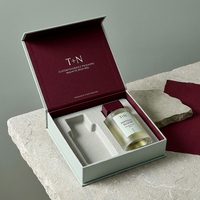 Boîte à parfum de luxe personnalisée, style livre rouge magnétique, rigide, écologique, pour une seule bouteille, présentation pour cosmétiques, parfum personnalisé
