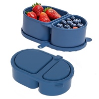Boîte à bento en silicone double couche personnalisée avec logo, pour le stockage des aliments, compatible micro-ondes, avec couvercle, pour le bureau