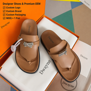 Sandalias de Diseñador de Lujo 2026 para Mujer, de Cuero de Alta Calidad, con Tira en T, Hebilla Dorada, Color Marrón, para Playa, Verano, Casual, Nuevas - Product Image 1