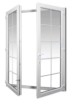 Porte à battant en PVC personnalisée anti-effraction, design moderne, double vitrage, moustiquaire en acier inoxydable, surface finie, pour entrepôt et hall