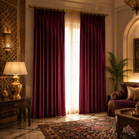Tissu de rideau en velours ondulé de style européen vintage, 100% polyester, cantonnière de luxe brodée, couleur unie, rideaux écologiques