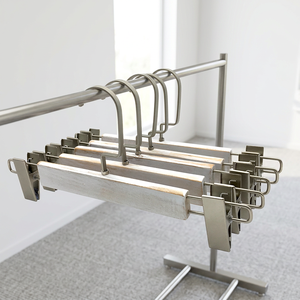 <b>Old</b> white Wooden Clothing Hanger with Stainless Steel Clips and Hooks Minimalist Design for Closet Use wooden hangers with logo - Product Image 4