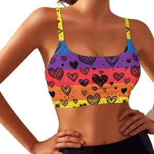 Print on Demand Rainbow Pattern Women Sport Bars Custom Polyester Straps Sexy Gym Yoga Underwear Sublimation Sportswear Bars