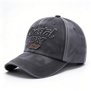 Gorra de Béisbol Vintage de Algodón Lavado de 6 Paneles, Estilo Dad Hat, con Bordado 3D Costero 1987, Unisex, con Visera Curva Desgastada y Parche de Cuero con Letra - Product Image 2