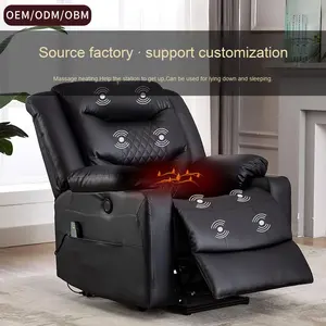 Chaise de canapé simple en cuir véritable avec fonction électrique et couche supérieure moderne en cuir de vachette pour petit appartement inclinable pour cinéma maison - Product Image 2