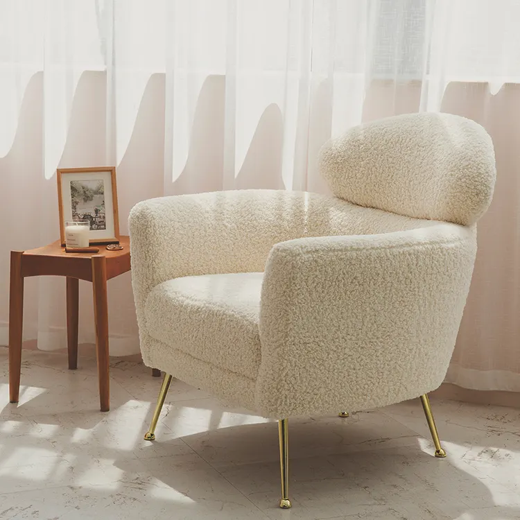 Luce italiana di lusso agnello in basso soggiorno camera da letto per il tempo libero singolo divano sedia bianca
