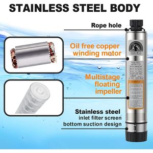 Bomba Sumergible para Pozo Vertiwis de 4 Pulgadas, 3/4 HP, 115 V, 32 GPM, 174 Pies de Altura, Acero Inoxidable, Resistente a Obstrucciones - Product Image 4