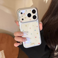 Coque antichoc en TPU/PC avec étoiles dorées pleine écran pour iPhone 17 Pro Max, grande fenêtre de 15 pouces, design personnalisé pour iPhone 14