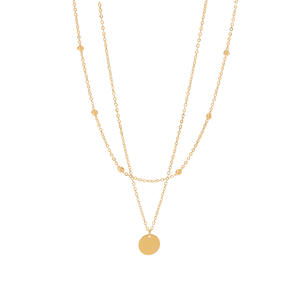 Collar de Cadena de Cuentas de Acero Inoxidable Chapado en Oro de 18K de Doble Capa, Estilo Europeo Americano, Lindo, Moderno y Minimalista para Mujer, Ideal para Fiestas - Product Image 1