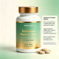 Comprimés personnalisés de sélénium et vitamine E 60μg 85mg, supplément de levure de sélénium pour adultes, soutien à la santé immunitaire, OEM ODM Marque Privée