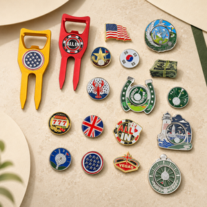 Fabricant OEM de marqueurs de balle de golf magnétiques double face personnalisés, en émail métallique, en forme de pièce de monnaie, pour la vente en gros, cadeaux et souvenirs personnalisés pour clubs de golf - Product Image 1