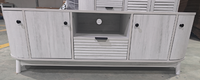 Meuble TV, centre de divertissement avec 2 portes et 1 tiroir, console multimédia en bois massif, meuble TV, salon, chambre à coucher