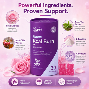 OKTW Kcal Burn Gummies al gusto Rosa, Gommose Botaniche per Sazietà e Controllo dell'Appetito con Aceto di Mele, Integratore Quotidiano per il Benessere Corporeo - Product Image 2
