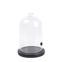 Cúpula decorativa de borosilicato de vidrio, hecha a mano, con Base de madera