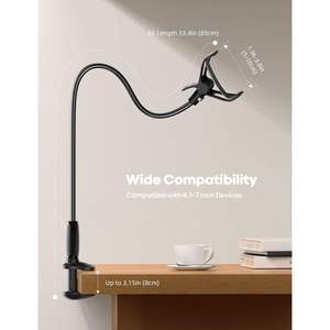 Support de téléphone antidérapant flexible à col de cygne, pince stable améliorée, matériau en alliage, trépied de table de 33,4 pouces, CE - Product Image 5