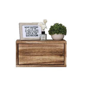 Wooden Minimalist <b>Floating</b> Nightstand With <b>Drawer</b> For Bedroom Storage - Product Image 1