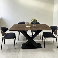 Table de salle à manger moderne avec plateau en marbre fritté et 6 chaises – Offre spéciale usine