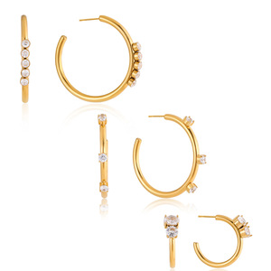Aros de Acero Inoxidable 18K con Zirconia Redonda, Minimalistas para Uso Diario - Product Image 5